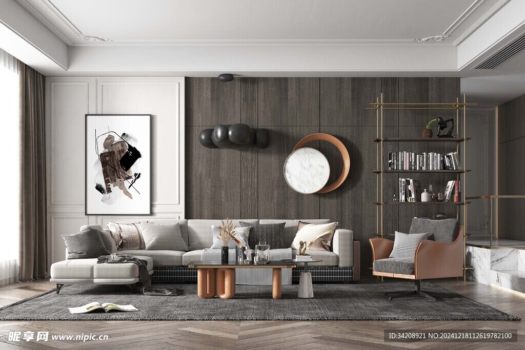 现代简约高级感新中式复古风客厅