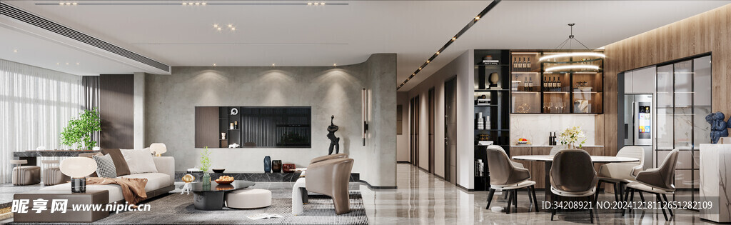 现代简约高级感新中式复古风客厅