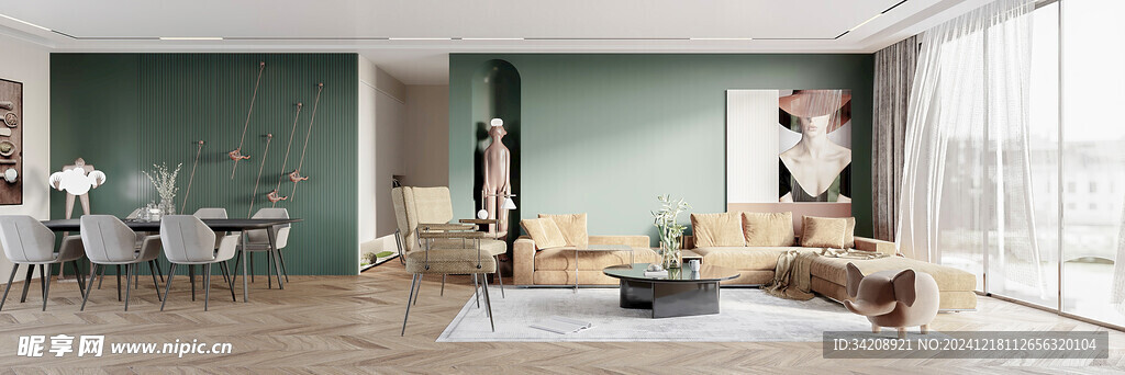 现代简约高级感新中式复古风客厅