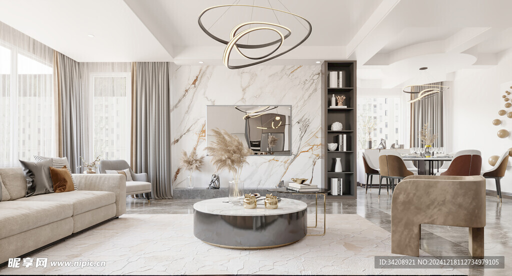 现代简约高级感新中式复古风客厅