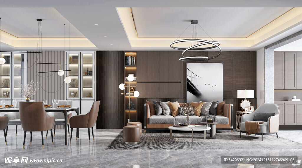 现代简约高级感新中式复古风客厅