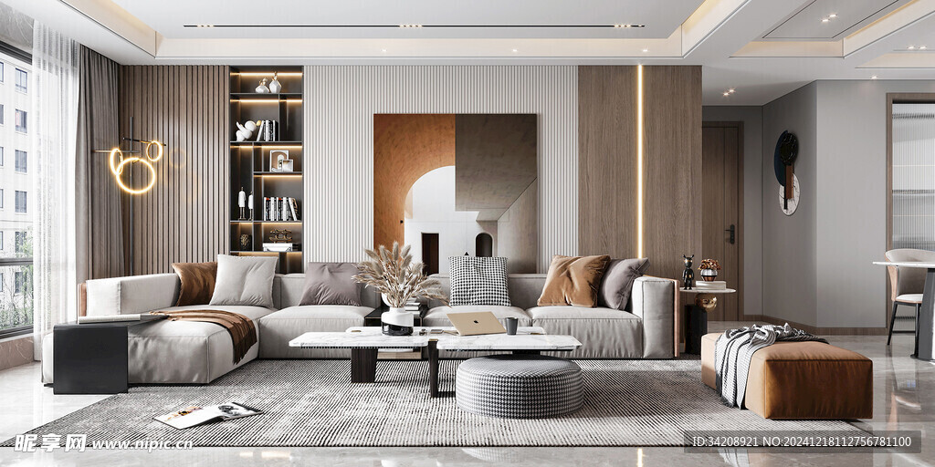 现代简约高级感新中式复古风客厅