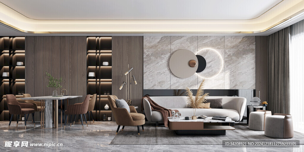 现代简约高级感新中式复古风客厅