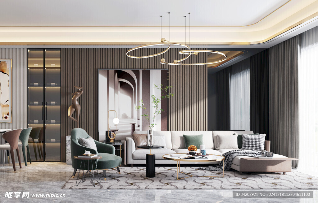 现代简约高级感新中式复古风客厅