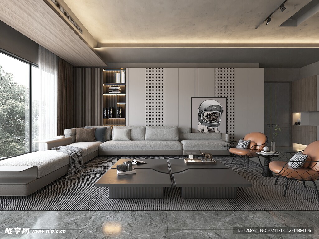 现代简约高级感新中式复古风客厅