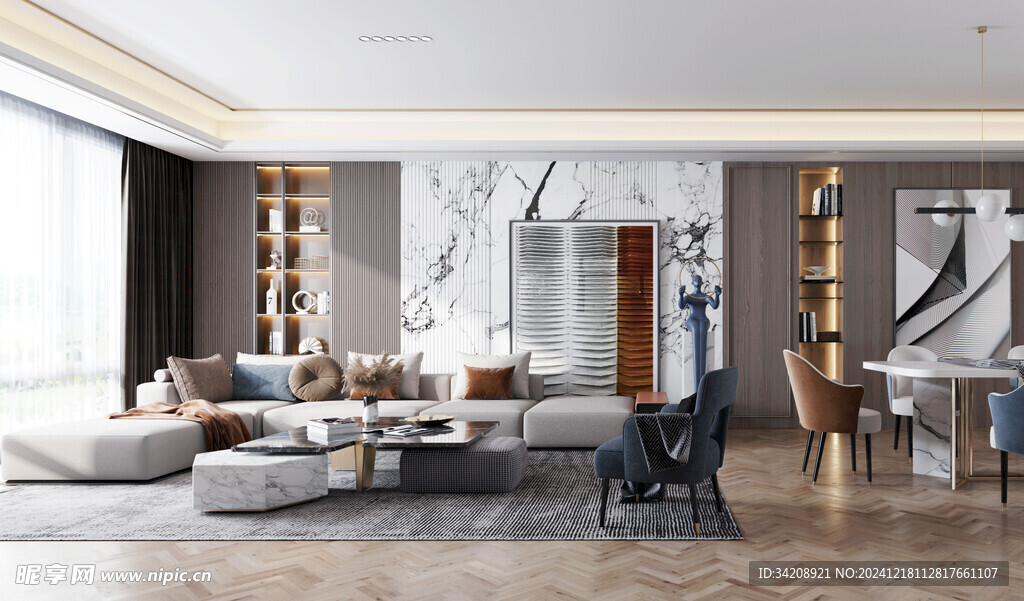 现代简约高级感新中式复古风客厅