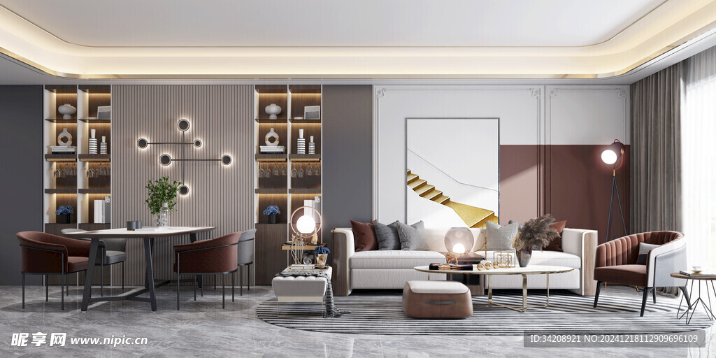 现代简约高级感新中式复古风客厅