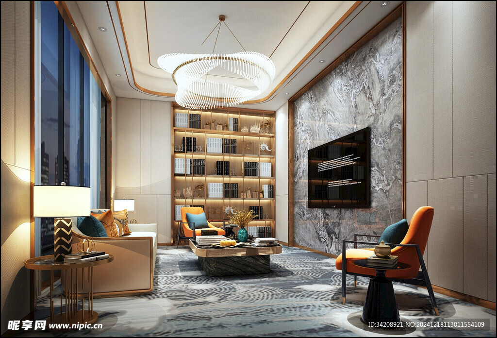 现代简约高级感新中式复古风客厅