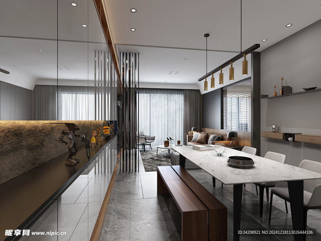 现代简约高级感新中式复古风客厅