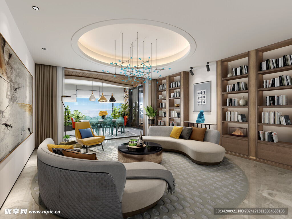 现代简约高级感新中式复古风客厅