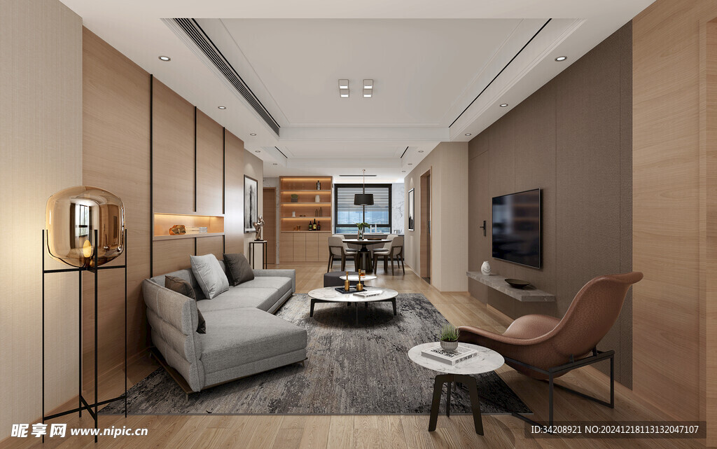 现代简约高级感新中式复古风客厅