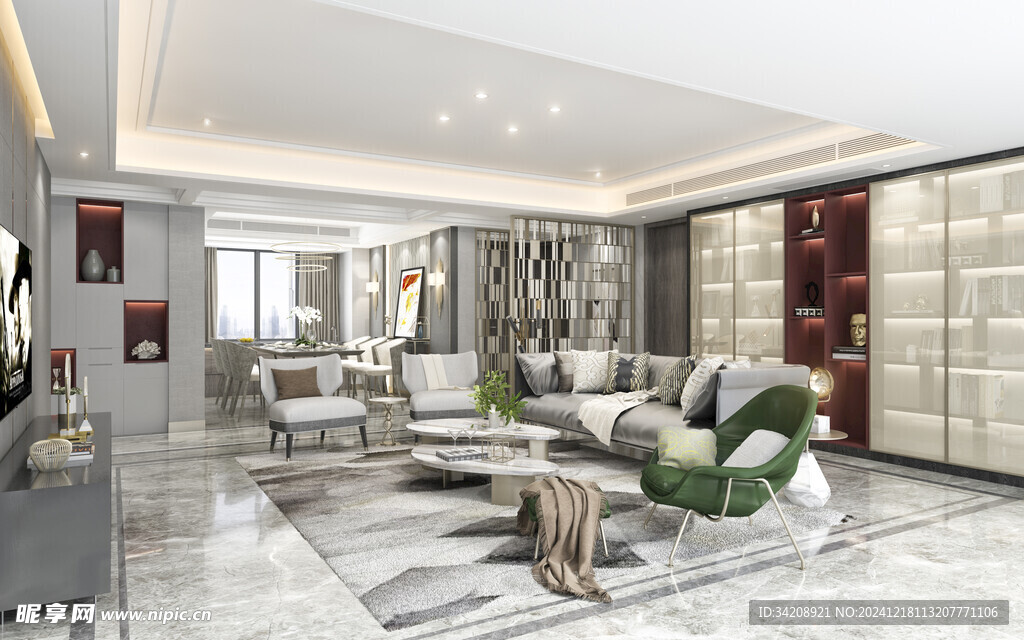 现代简约高级感新中式复古风客厅