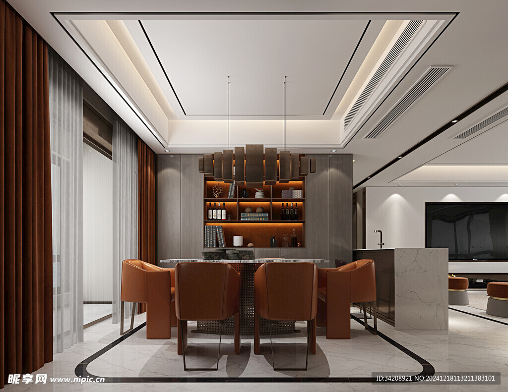 现代简约高级感新中式复古风客厅