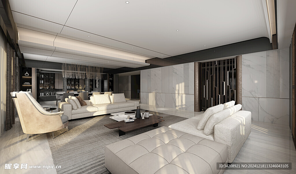 现代简约高级感新中式复古风客厅