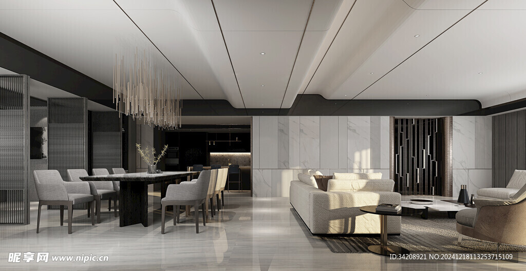 现代简约高级感新中式复古风客厅