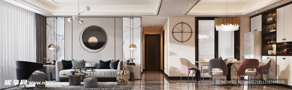 现代简约高级感新中式复古风客厅