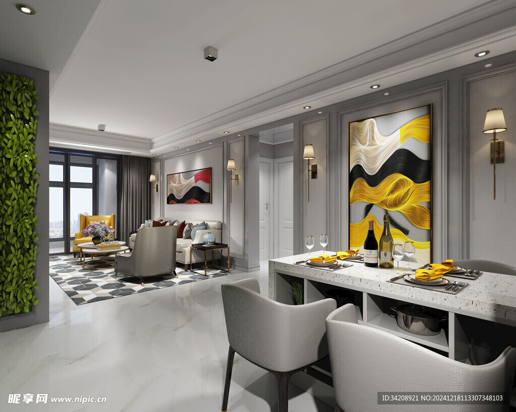 现代简约高级感新中式复古风客厅