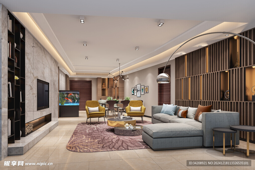 现代简约高级感新中式复古风客厅