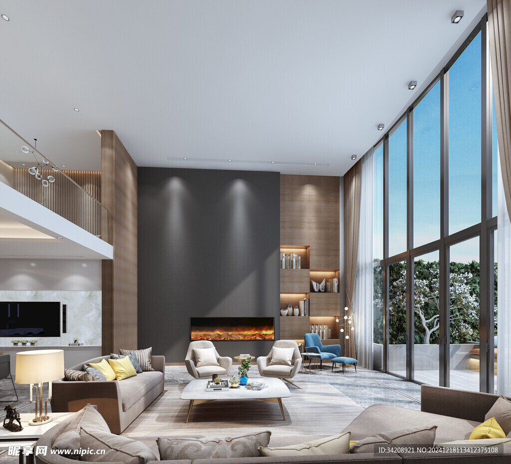 现代简约高级感新中式复古风客厅