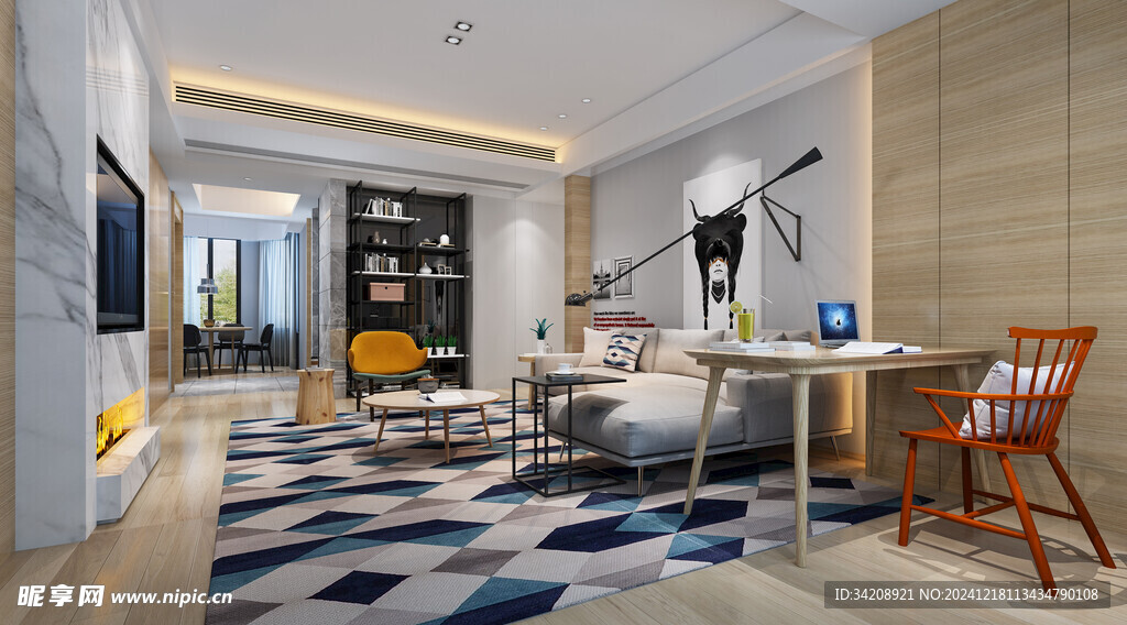 现代简约高级感新中式复古风客厅