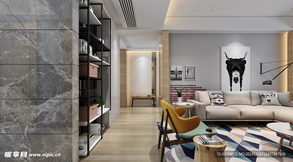 现代简约高级感新中式复古风客厅