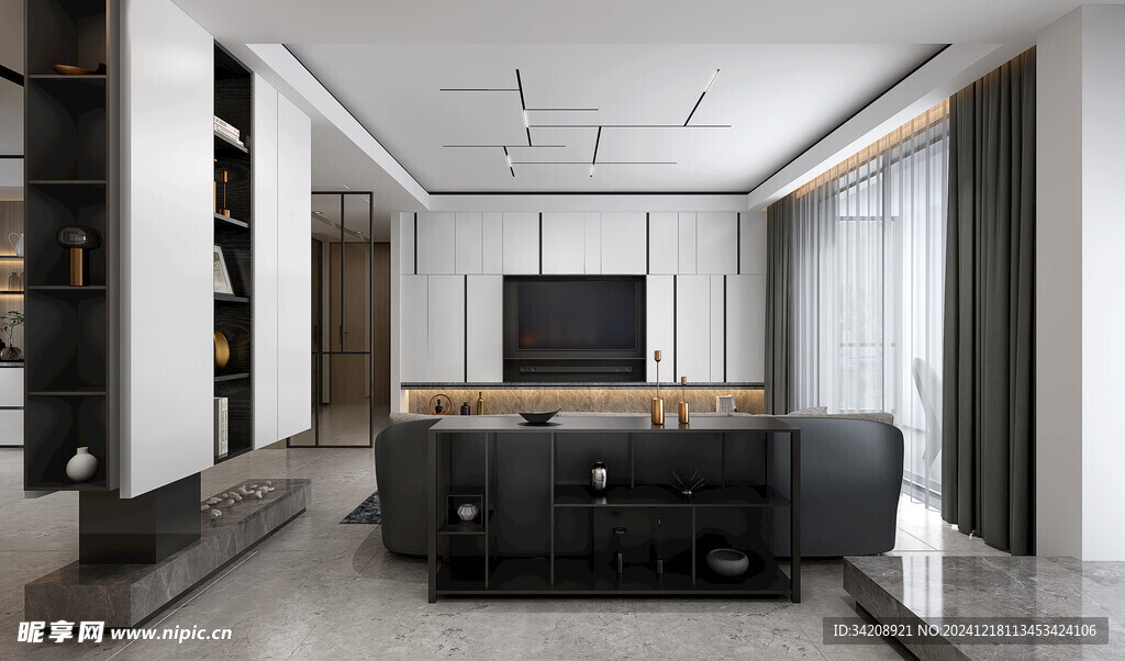 现代简约高级感新中式复古风客厅