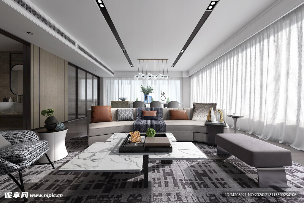 现代简约高级感新中式复古风客厅