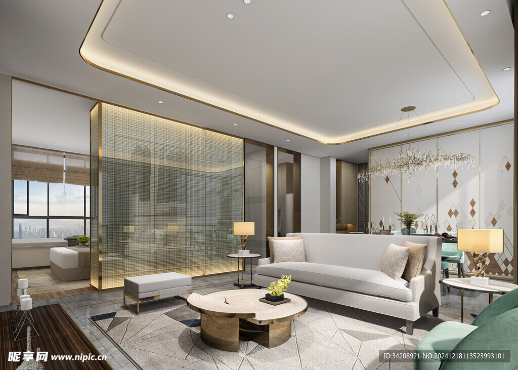 现代简约高级感新中式复古风客厅