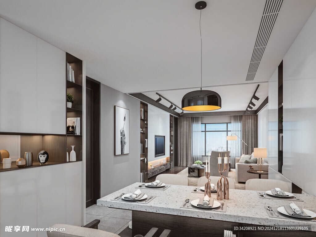 现代简约高级感新中式复古风客厅