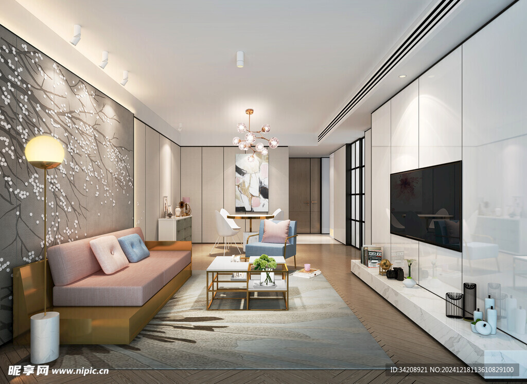 现代简约高级感新中式复古风客厅