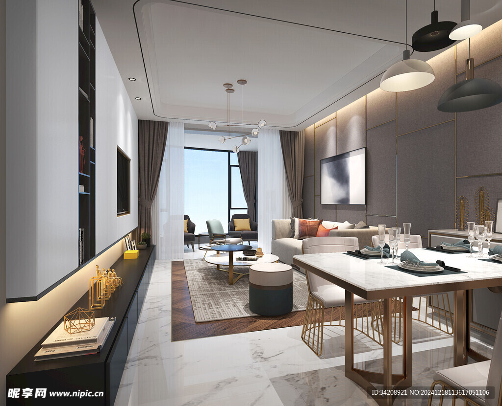 现代简约高级感新中式复古风客厅