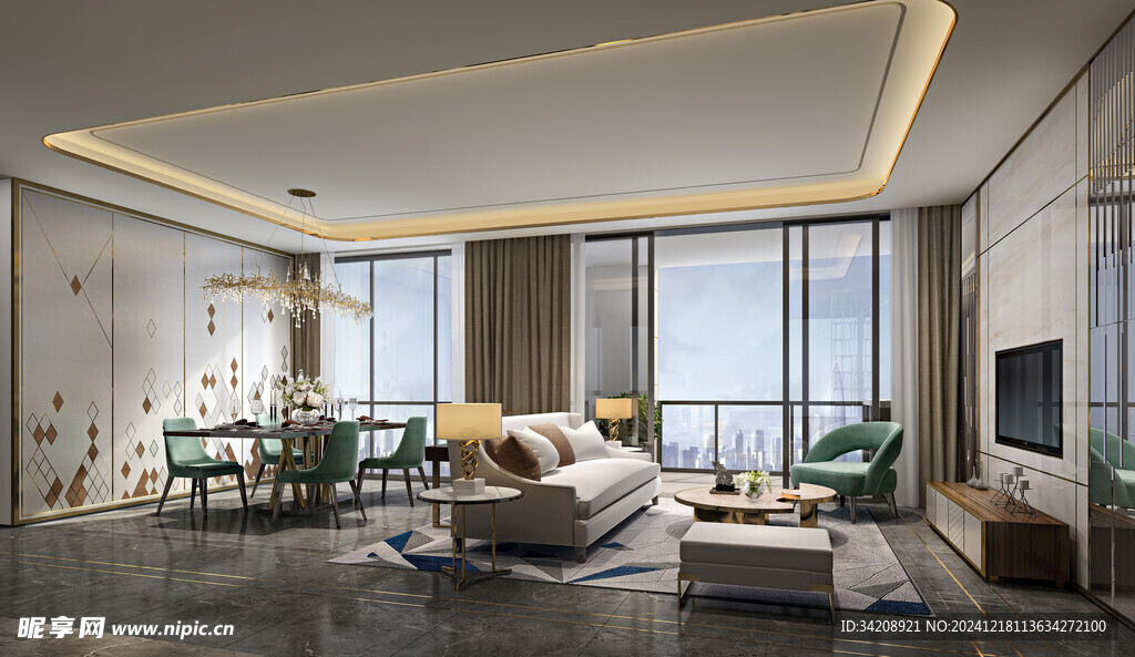 现代简约高级感新中式复古风客厅