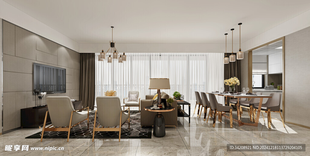 现代简约高级感新中式复古风客厅