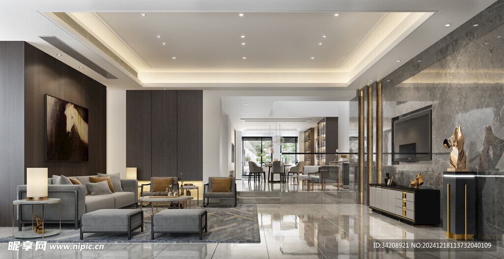 现代简约高级感新中式复古风客厅