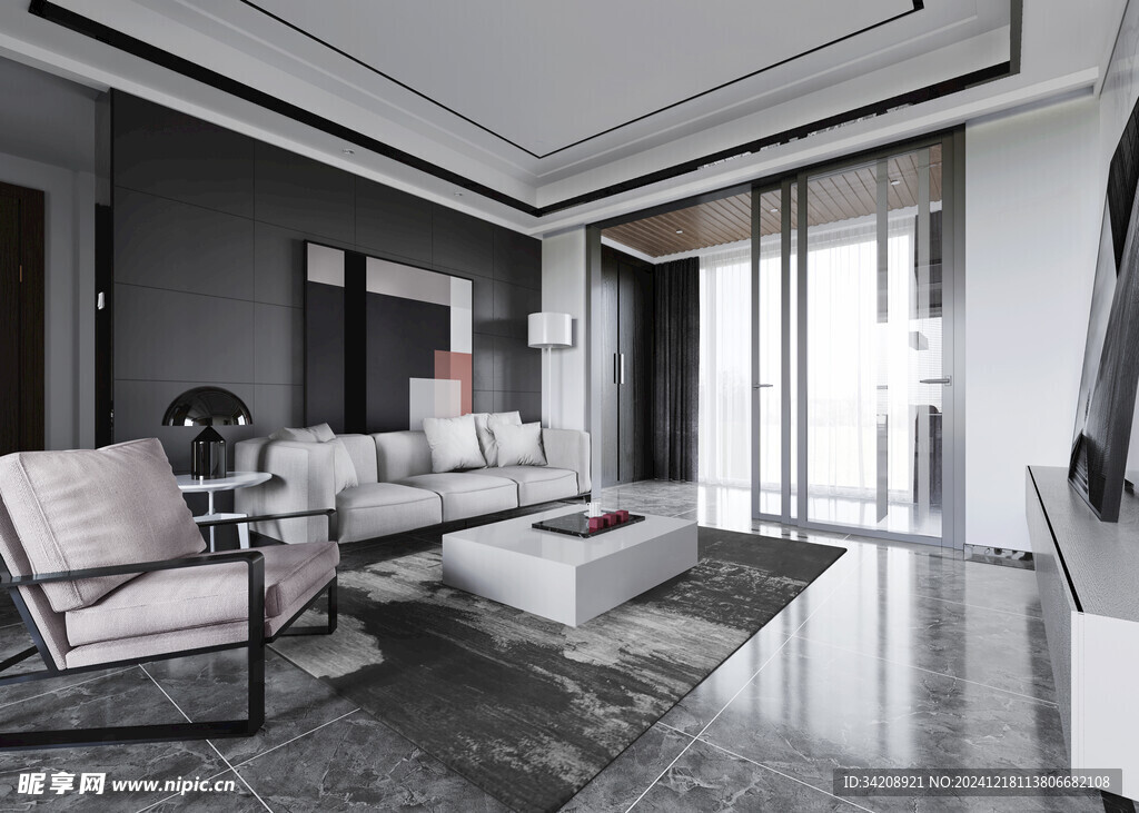 现代简约高级感新中式复古风客厅