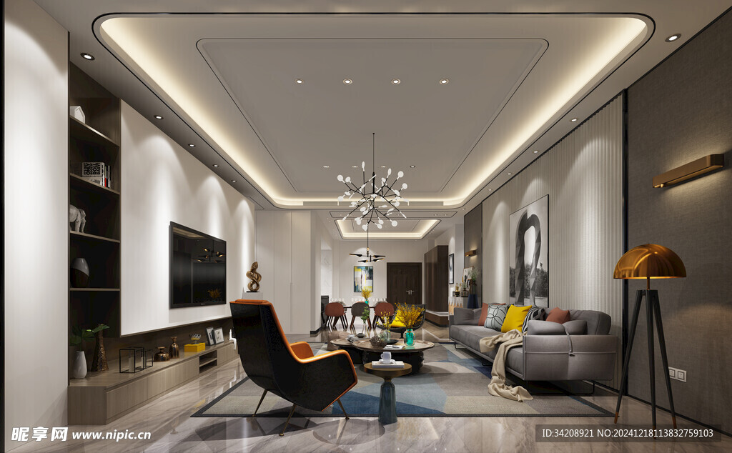 现代简约高级感新中式复古风客厅