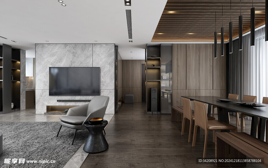 现代简约高级感新中式复古风客厅