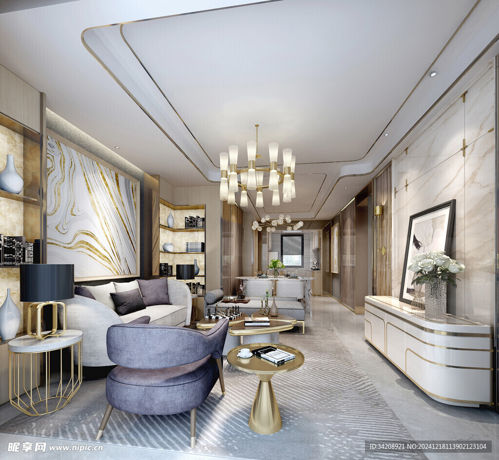 现代简约高级感新中式复古风客厅