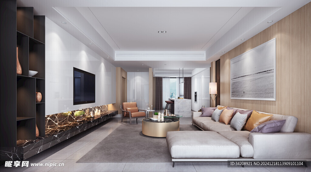 现代简约高级感新中式复古风客厅