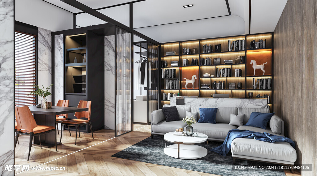 现代简约高级感新中式复古风客厅