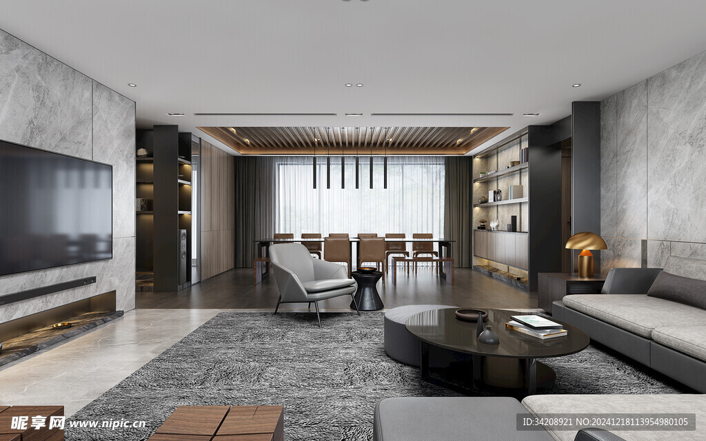 现代简约高级感新中式复古风客厅