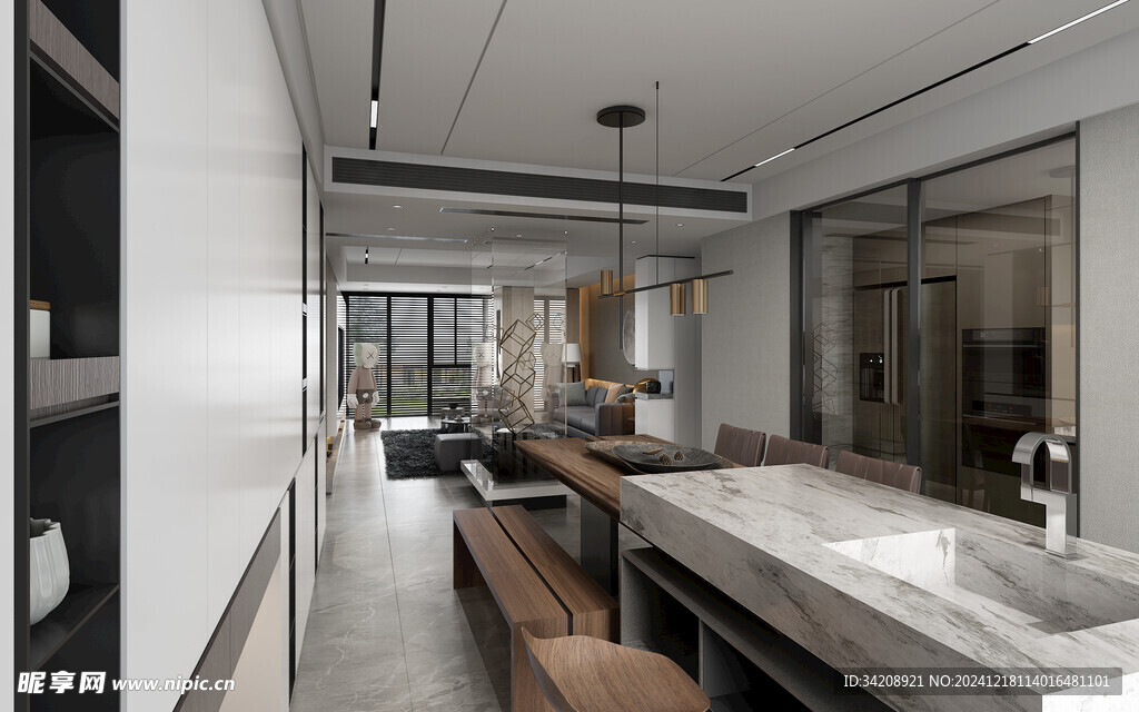 现代简约高级感新中式复古风客厅