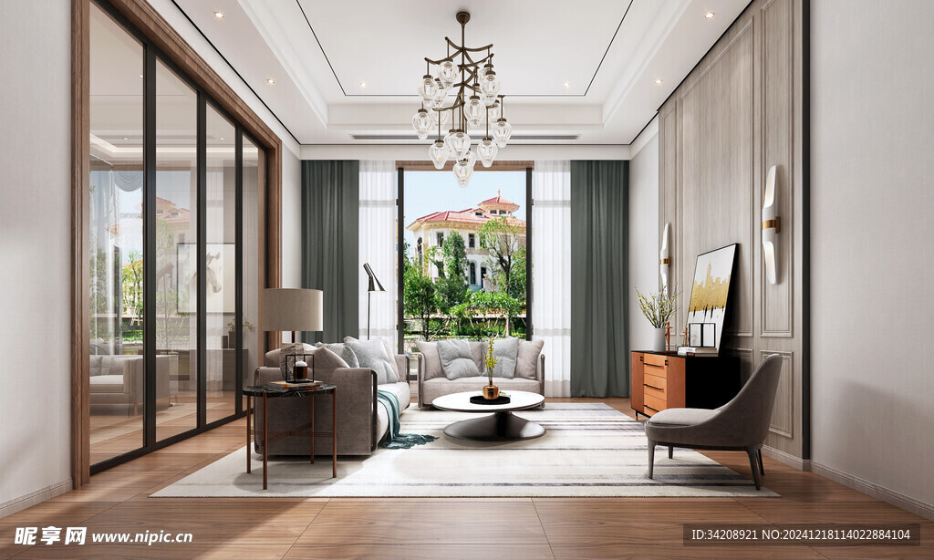 现代简约高级感新中式复古风客厅