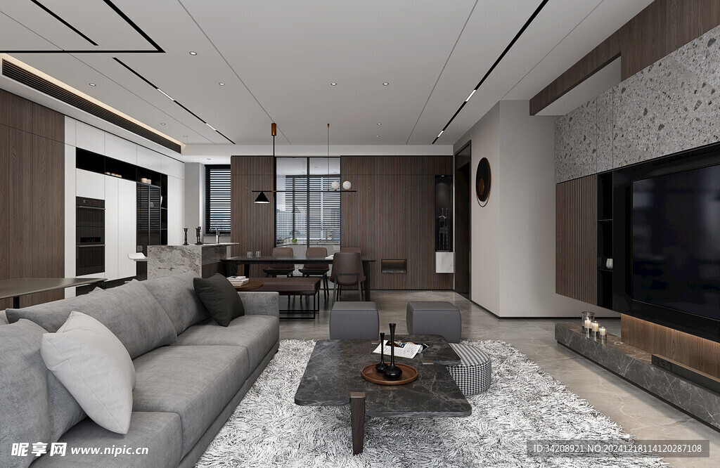 现代简约高级感新中式复古风客厅