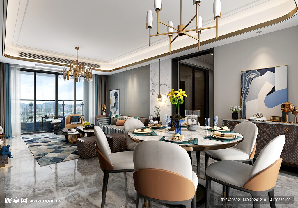 现代简约高级感新中式复古风客厅