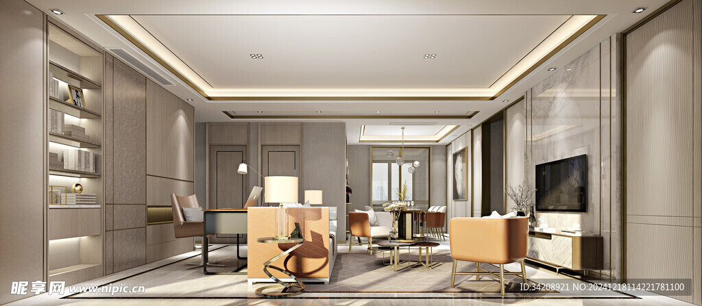 现代简约高级感新中式复古风客厅