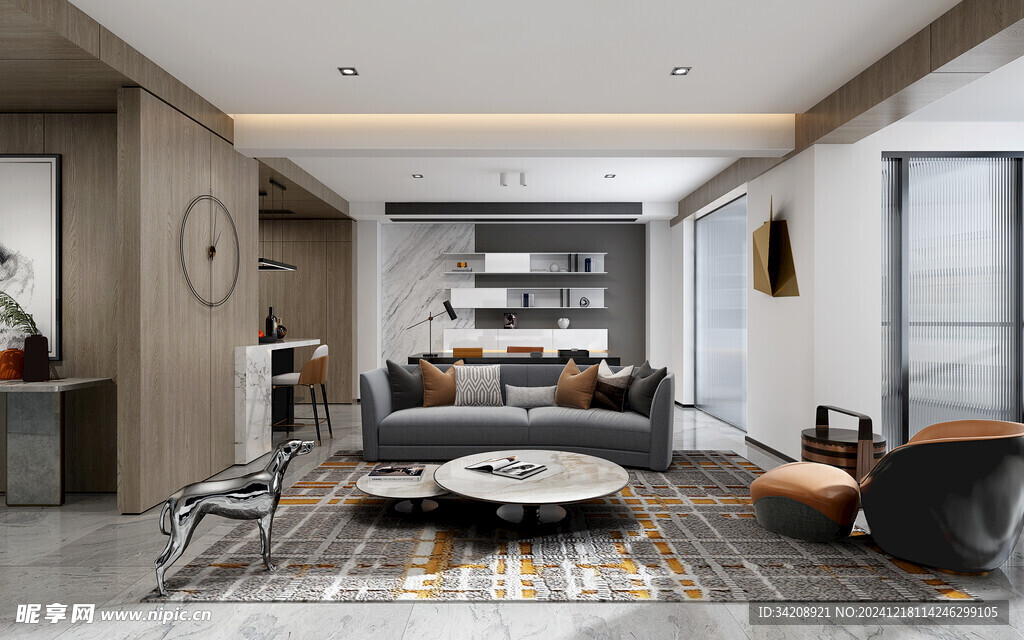 现代简约高级感新中式复古风客厅