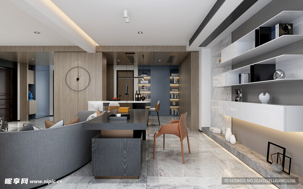 现代简约高级感新中式复古风客厅