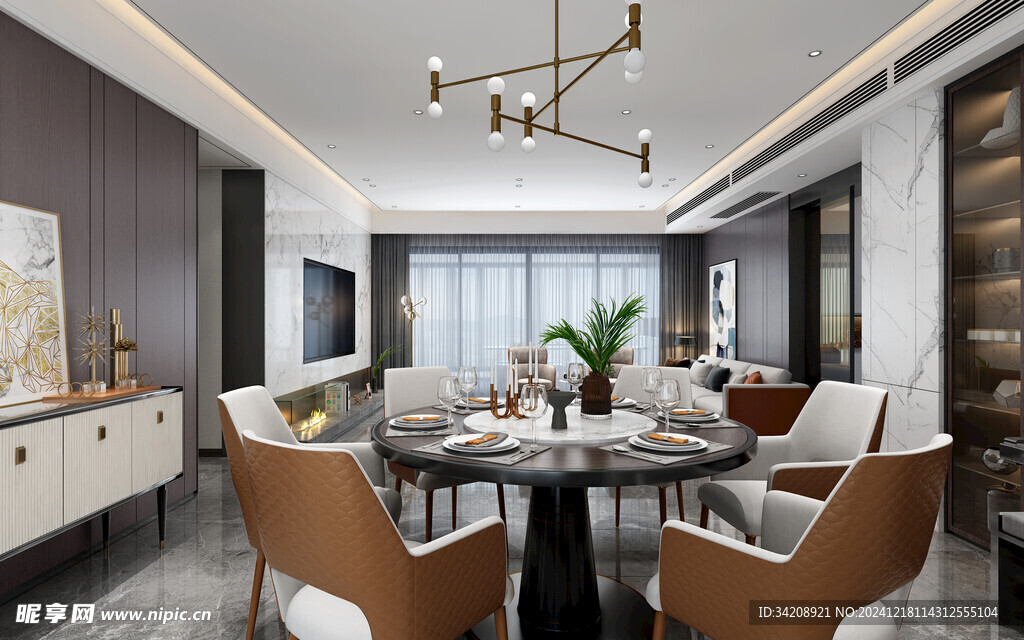 现代简约高级感新中式复古风客厅