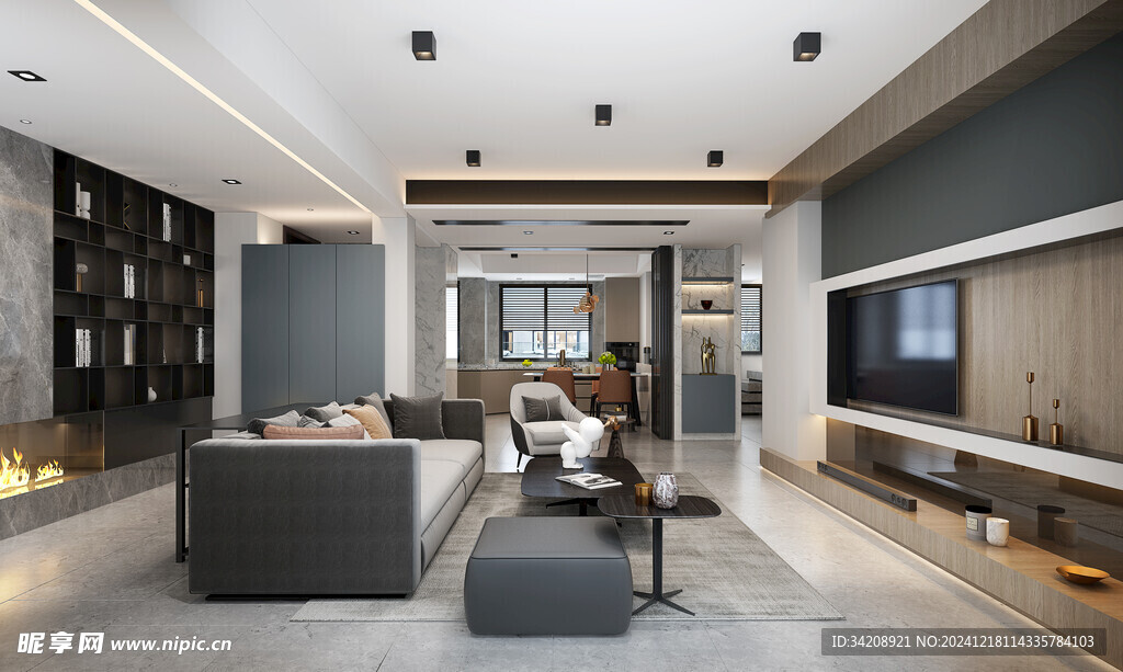 现代简约高级感新中式复古风客厅